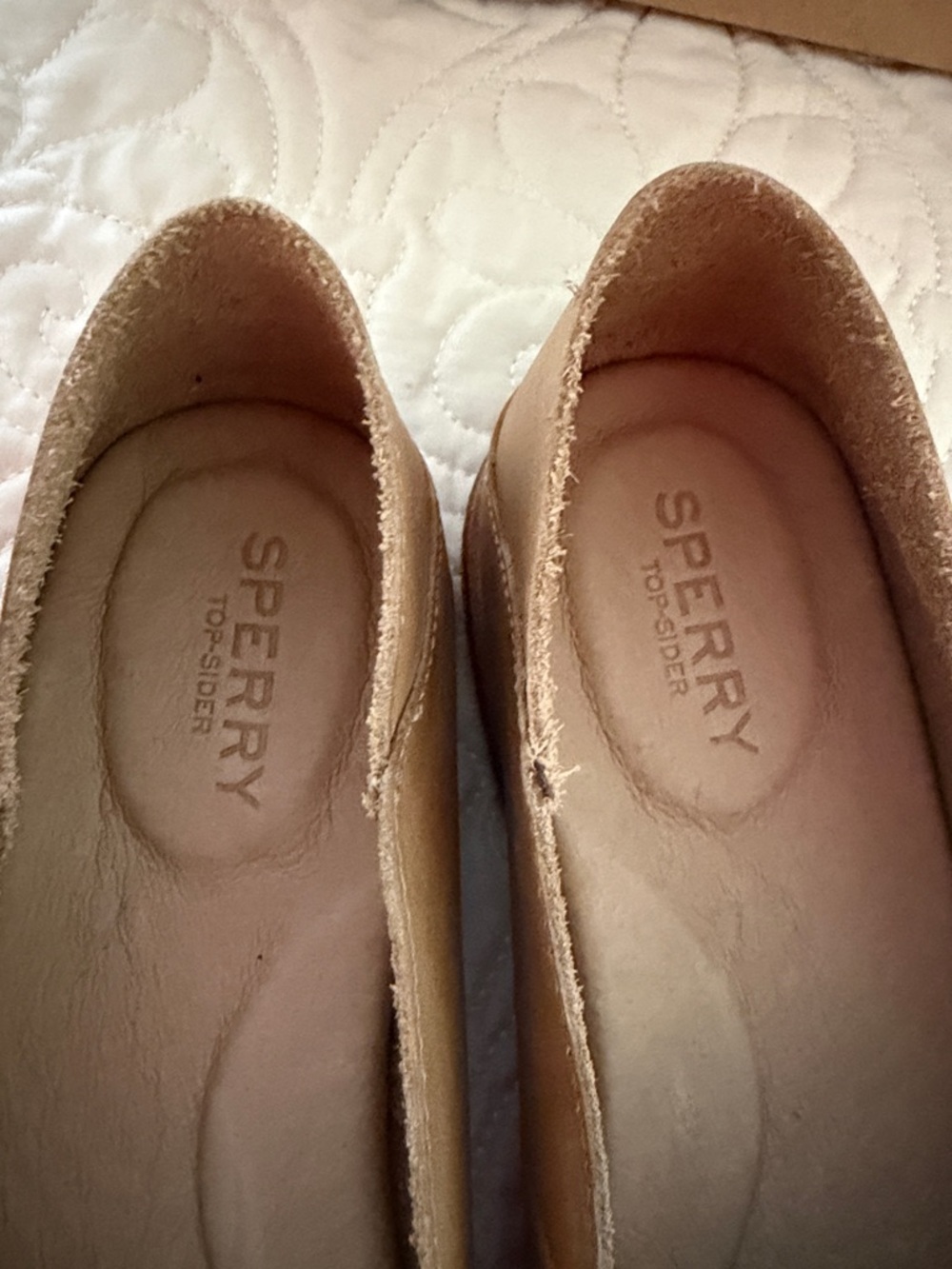 Sperry Tan Leather Slip-On Loafers with Embossed Anchor - Picture 3 of 6